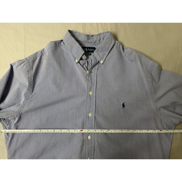 Ralph Lauren Men's XL Tall Classic Fit Blue Gingham Button-Down Shirt Oxford - Picture 10 of 15